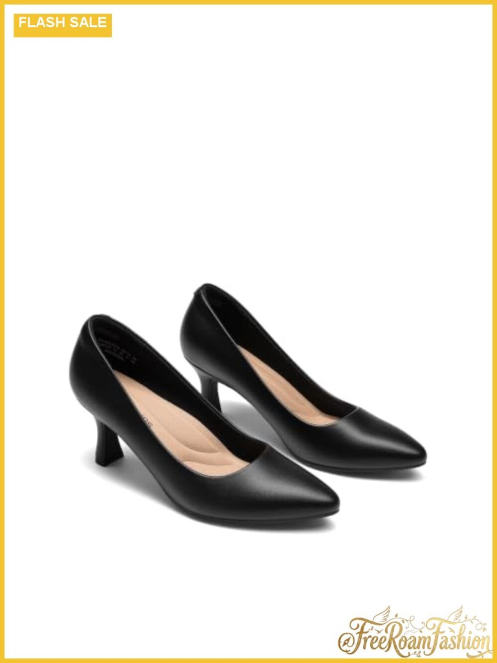 Women's Kitten Heels Pointed Toe Arch Support Faux Leather Pumps